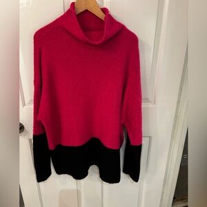Karen Kane Fuchsia & Black Cowl Neck Color Block Sweater Casual
Soft ~ SZ 2X